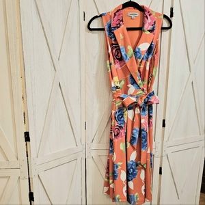 Shelby & Palmer Floral Peach Dress Ponte Fabric
